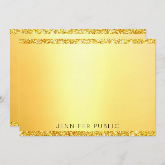 Faux Gold Glitter Modern Monogram Sjabloon Elegant (Voorkant / Achterkant)