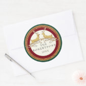 Faux Gold Glitter Modern Rendier gepersonaliseerd Ronde Sticker (Envelop)