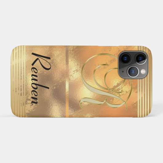Faux Gold Glitter Monogram R Case-Mate iPhone Case (Achterkant (horizontaal))