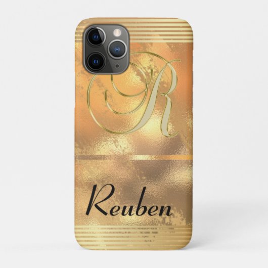 Faux Gold Glitter Monogram R Case-Mate iPhone Case (Achterkant)