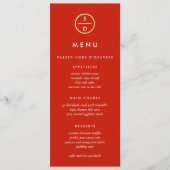 Faux Gold Glitter Monogram Rood Bruiloft Menu (Voorkant)