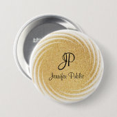 Faux Gold Glitter Monogrammed Elegant Sjabloon Ronde Button 7,6 Cm (Voorkant /achterkant)