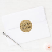 Faux Gold Glitter Muchas Gracias Ronde Sticker (Envelop)