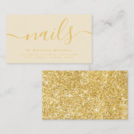 Faux Gold Glitter Nail-technicus Cream Visitekaartje
