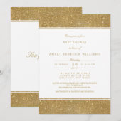 Faux Gold Glitter Neutraal Baby shower Invite Kaart (Voorkant / Achterkant)