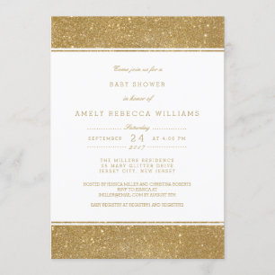 Faux Gold Glitter Neutraal Baby shower Invite Kaart