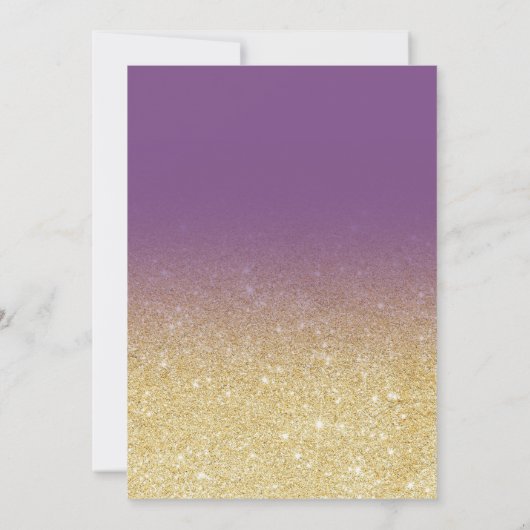Faux gold glitter ombre paars chic vrijgezellenfee kaart (Achterkant)