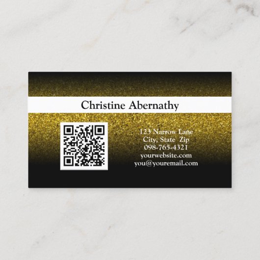 Faux Gold Glitter Ombre QR Professional Visitekaartje (Achterkant)