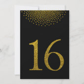 Faux Gold Glitter op Black Table Number Kaart (Voorkant)