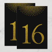 Faux Gold Glitter op Black Table Number Kaart (Voorkant / Achterkant)