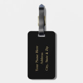 Faux Gold Glitter Palm Tree on Black Tropical Bagagelabel (Achterkant verticaal)