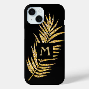 Faux Gold Glitter Palm Tropical iPhone 15 Case