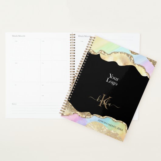 Faux Gold Glitter & Pastel Waves Appointbook Planner (Display)