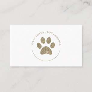 Faux Gold Glitter Paw Print Logo Visitekaartje