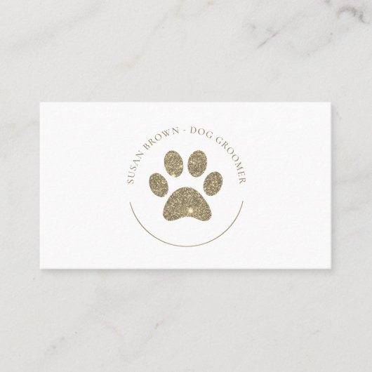 Faux Gold Glitter Paw Print Logo Visitekaartje (Voorkant)