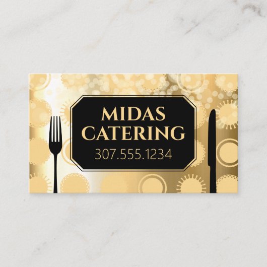 Faux gold glitter personal chef catering culinaire visitekaartje (Voorkant)