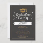 Faux Gold Glitter Pet Gradution Party Invitation Kaart (Voorkant)