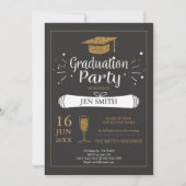 Faux Gold Glitter Pet Gradution Party Invitation Kaart (Voorkant)