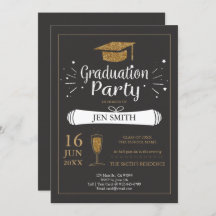Faux Gold Glitter Pet Gradution Party Invitation