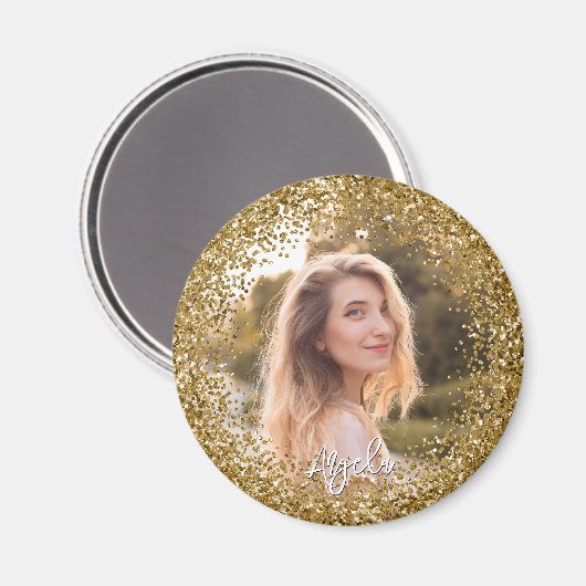 Faux Gold Glitter Photo Magneet (Voorkant / Achterkant)