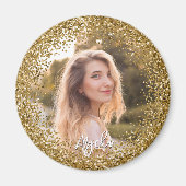 Faux Gold Glitter Photo Magneet (Voorkant)