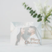 Faux Gold Glitter Photo Merry kerst Briefkaart (Staand voorkant)