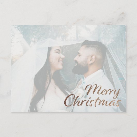 Faux Gold Glitter Photo Merry kerst Briefkaart (Voorkant)