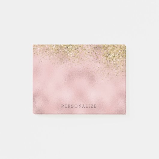 Faux Gold Glitter Pink Faux Foil Post-it® Notes (Voorkant)