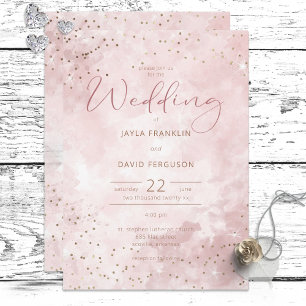 Faux Gold Glitter & Pink Modern Weddenschap Kaart