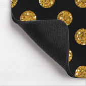 Faux Gold Glitter Polka Dots Pattern on Black Muismat (Hoek)