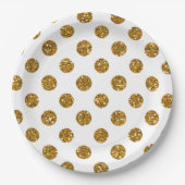 Faux Gold Glitter Polka Dots Pattern on White Papieren Bordje (Voorkant)