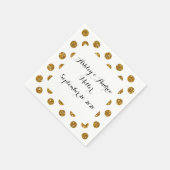 Faux Gold Glitter Polka Dots Pattern on White Servetten (Hoek)