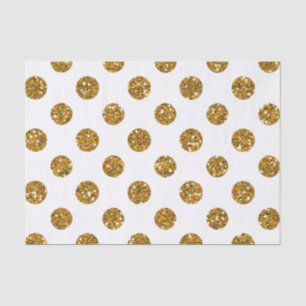 Faux Gold Glitter Polka Dots Pattern on White Tissuepapier