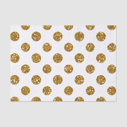 Faux Gold Glitter Polka Dots Pattern on White Tissuepapier (Voorkant)