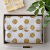 Faux Gold Glitter Polka Dots Pattern on White Tissuepapier (Geschenk)