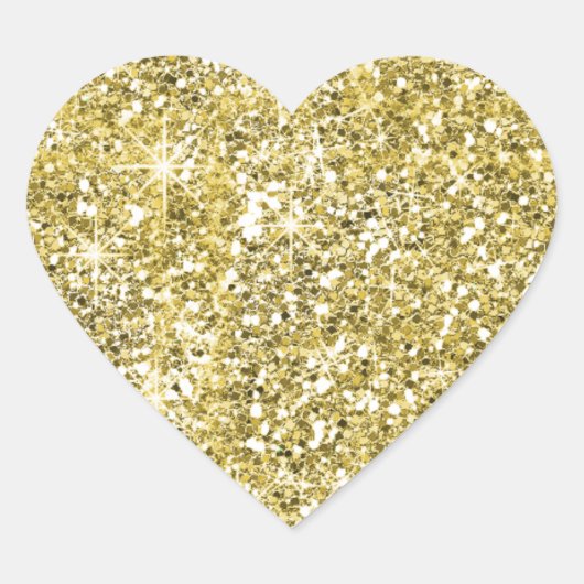 Faux Gold Glitter Print Trendy Heart Stickers (Voorkant)