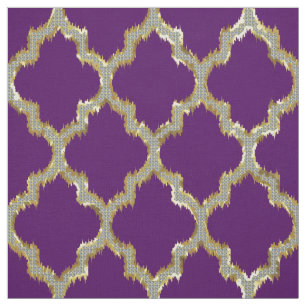 Faux Gold Glitter Quatrefoil Ikat Stof