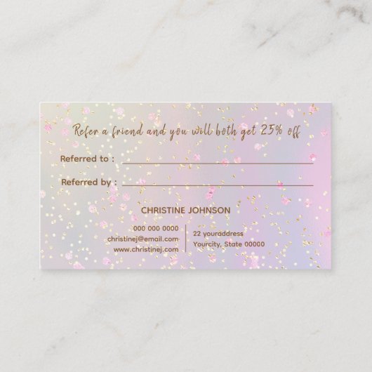 faux gold glitter Queen Bee Reference Card Visitekaartje (Achterkant)