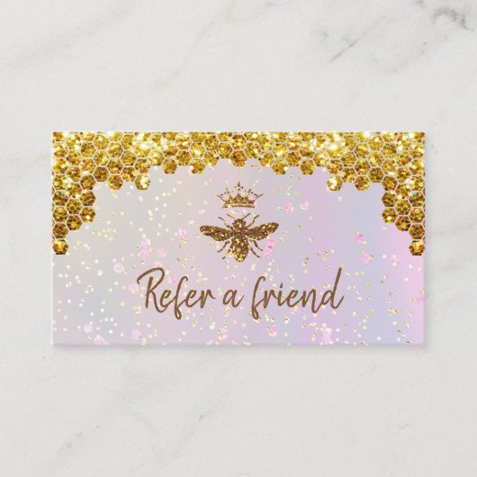 faux gold glitter Queen Bee Reference Card Visitekaartje (Voorkant)
