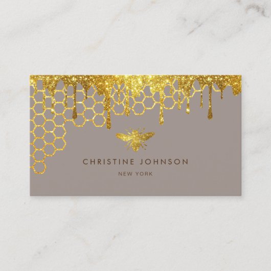 Faux Gold Glitter Queen Bee visitekaartje (Voorkant)