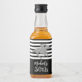 Faux Gold Glitter Race Horse on Black Stripes Liqu Likeurfles Etiket (Voorkant)