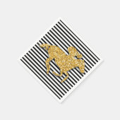 Faux Gold Glitter Race Paard Zwart & Wit Strepen Servet (Hoek)