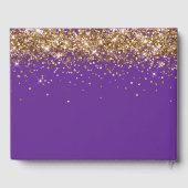Faux Gold Glitter Royal Paarse bruiloft Gastenboek (Achterkant)