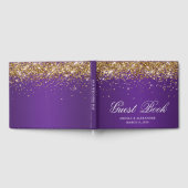 Faux Gold Glitter Royal Paarse Ombre Wedding Gastenboek (Volledig)