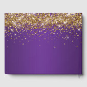 Faux Gold Glitter Royal Paarse Ombre Wedding Gastenboek (Achterkant)