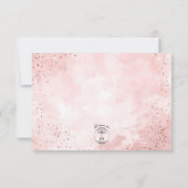 Faux Gold Glitter & Roze Modern RSVP Kaartje (Achterkant)