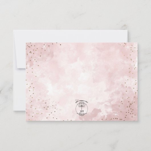 Faux Gold Glitter & Roze Modern RSVP Kaartje (Achterkant)