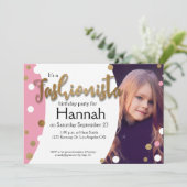 Faux Gold Glitter, roze stippen Fashionista Birthd Kaart (Staand voorkant)