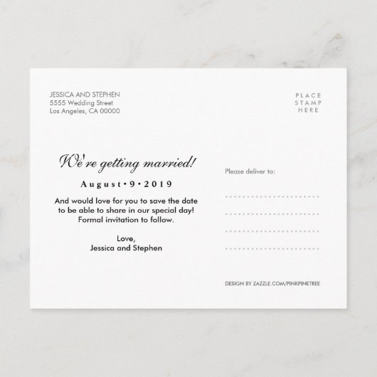 Faux Gold Glitter Save the Date 3 Photo Briefkaart (Achterkant)