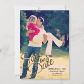 Faux Gold Glitter Save the Date Weddenrest (Voorkant)